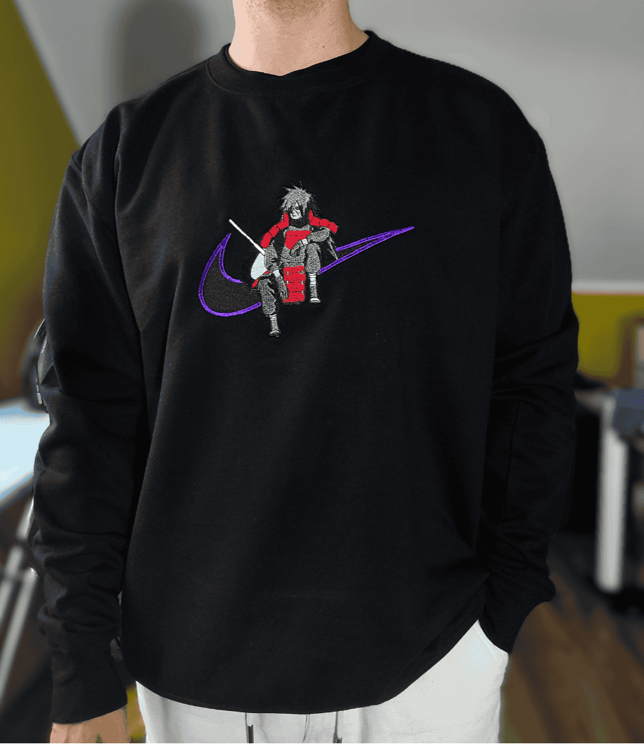 Haftowana bluza z kapturem Madara Uchiha czarna styl anime Naruto