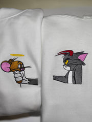 Zestaw ubrań dla par z haftem „Tom and Jerry” – zestaw 2 szt.